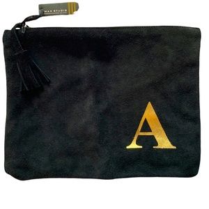 🆕 Black Suede Max Studio Home Carry-All with Gold A
